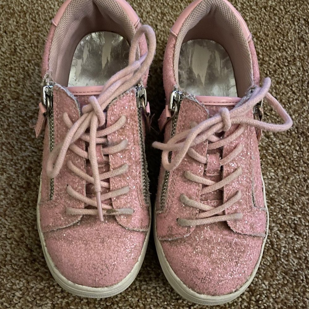 Nina pink glittered zip sneakers